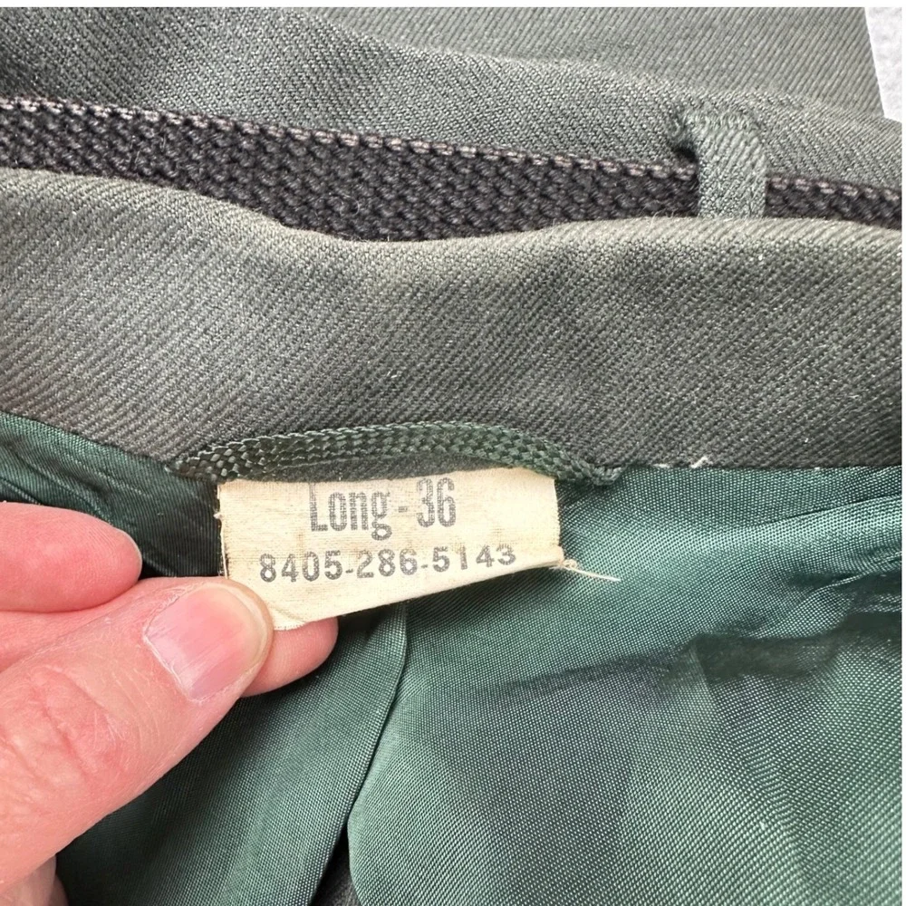 1962 US Army Green Wool Serge Dress Uniform Coat Trousers Insignia Set 36L 29x34